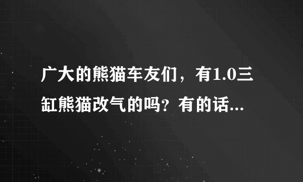 广大的熊猫车友们，有1.0三缸熊猫改气的吗？有的话麻烦分享一下，改了到底怎么样，用的什么系统吗？