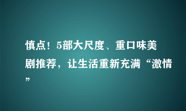 慎点！5部大尺度、重口味美剧推荐，让生活重新充满“激情”