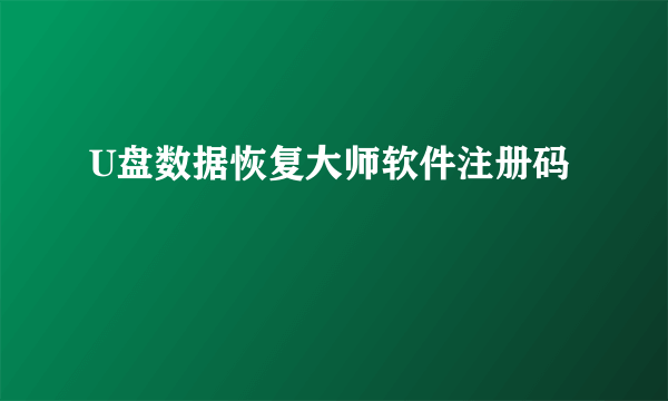 U盘数据恢复大师软件注册码