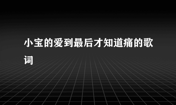 小宝的爱到最后才知道痛的歌词