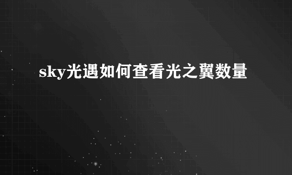 sky光遇如何查看光之翼数量