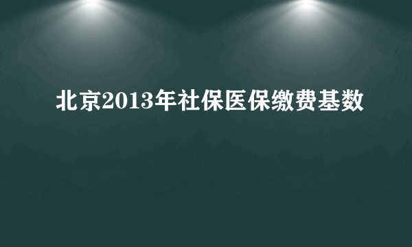 北京2013年社保医保缴费基数