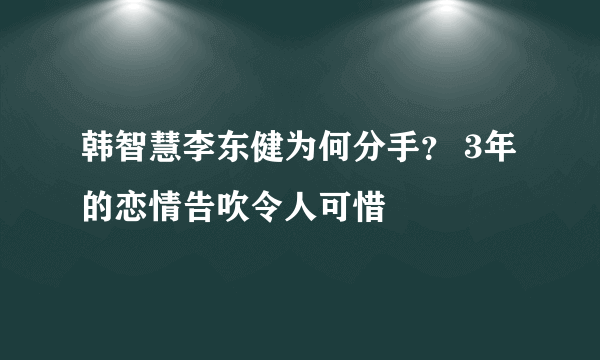 韩智慧李东健为何分手？ 3年的恋情告吹令人可惜