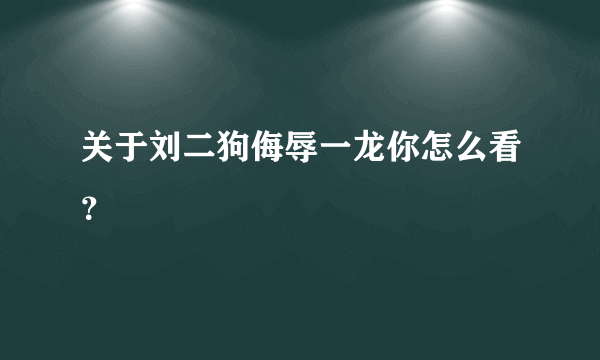 关于刘二狗侮辱一龙你怎么看？