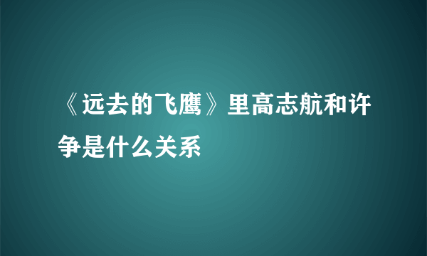 《远去的飞鹰》里高志航和许争是什么关系