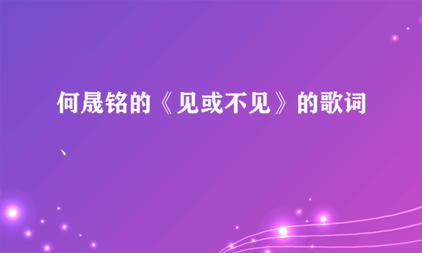 何晟铭的《见或不见》的歌词、