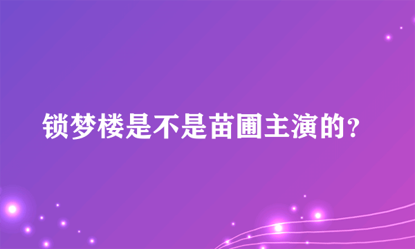 锁梦楼是不是苗圃主演的？