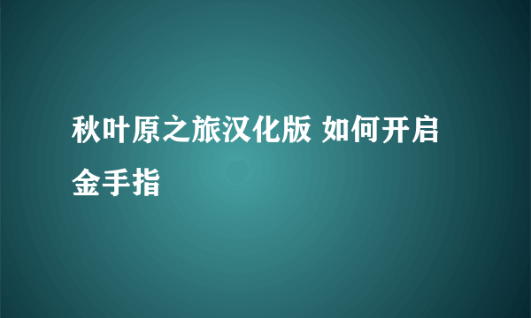 秋叶原之旅汉化版 如何开启金手指