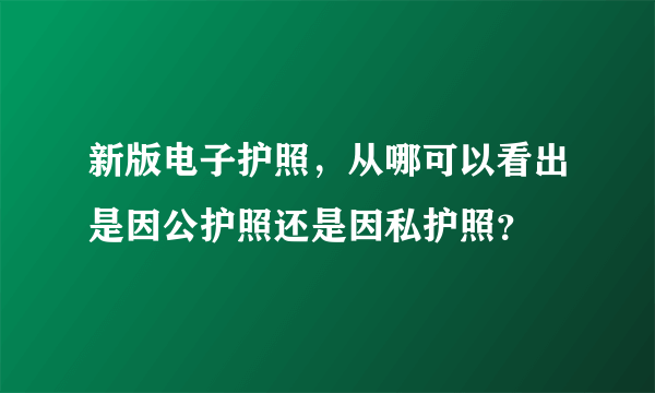 新版电子护照，从哪可以看出是因公护照还是因私护照？