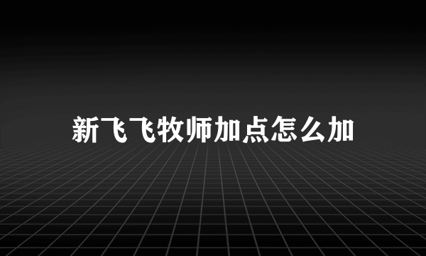 新飞飞牧师加点怎么加