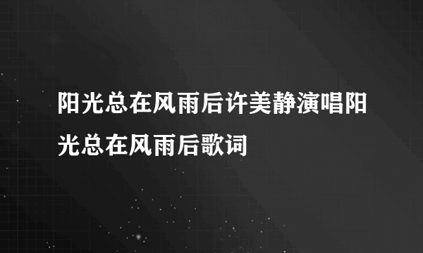 阳光总在风雨后许美静演唱阳光总在风雨后歌词