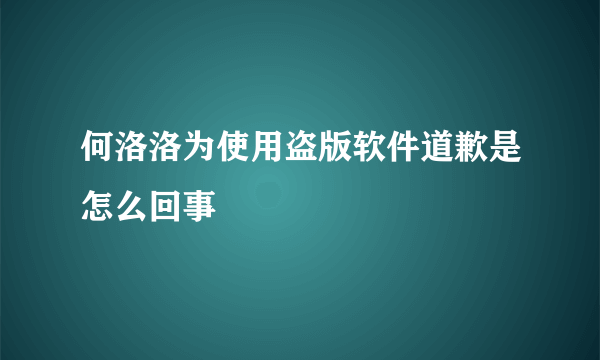 何洛洛为使用盗版软件道歉是怎么回事