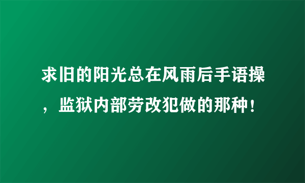 求旧的阳光总在风雨后手语操，监狱内部劳改犯做的那种！