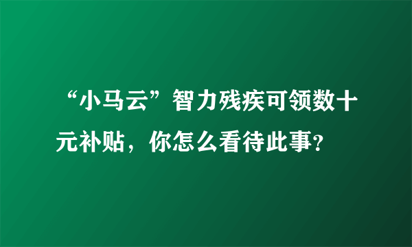 “小马云”智力残疾可领数十元补贴，你怎么看待此事？