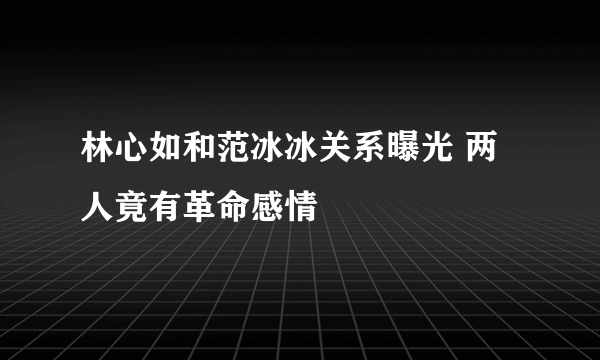 林心如和范冰冰关系曝光 两人竟有革命感情