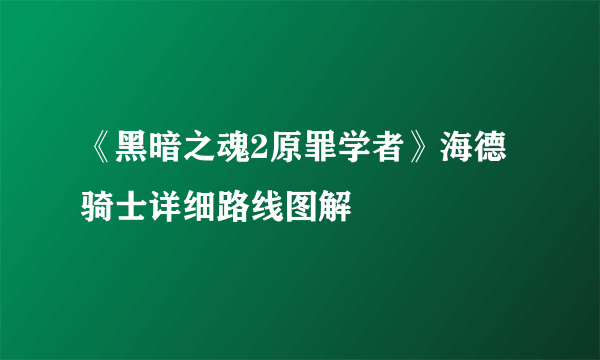 《黑暗之魂2原罪学者》海德骑士详细路线图解