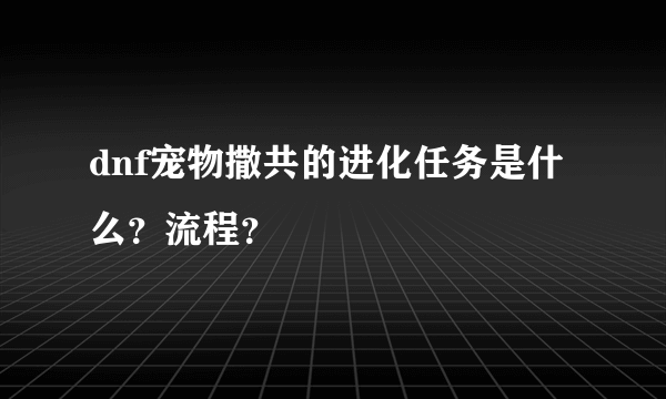 dnf宠物撒共的进化任务是什么？流程？