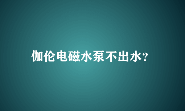 伽伦电磁水泵不出水？