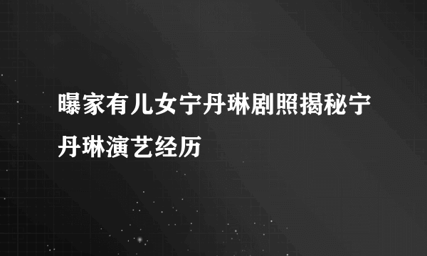 曝家有儿女宁丹琳剧照揭秘宁丹琳演艺经历