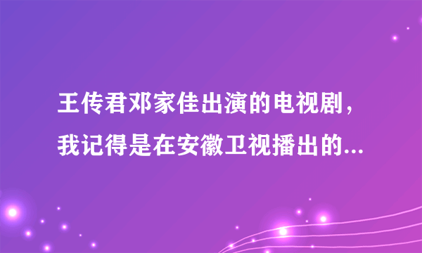 王传君邓家佳出演的电视剧，我记得是在安徽卫视播出的、叫什么名字?