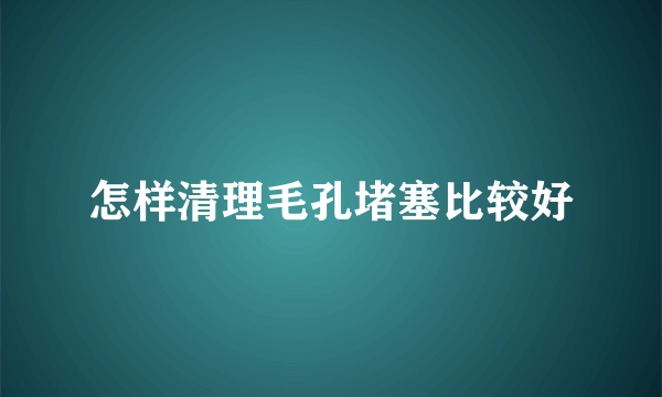 怎样清理毛孔堵塞比较好