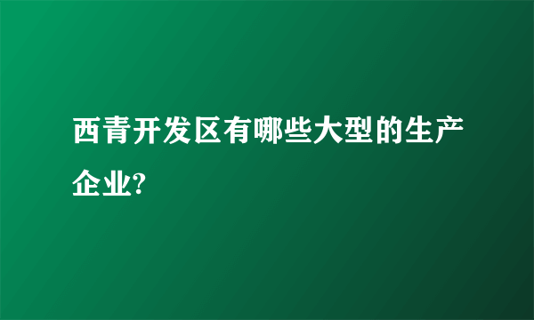 西青开发区有哪些大型的生产企业?