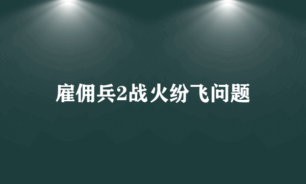 雇佣兵2战火纷飞问题