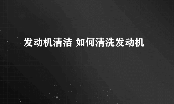 发动机清洁 如何清洗发动机