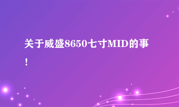 关于威盛8650七寸MID的事！