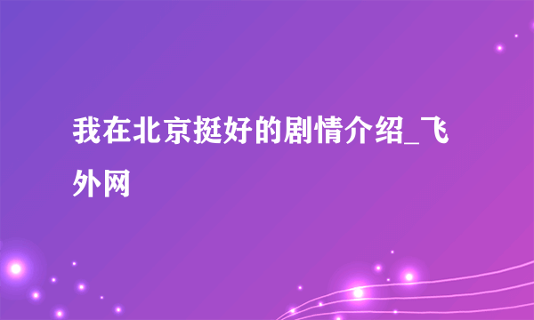 我在北京挺好的剧情介绍_飞外网