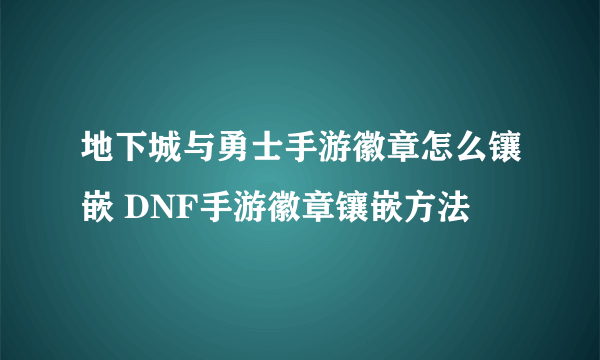 地下城与勇士手游徽章怎么镶嵌 DNF手游徽章镶嵌方法