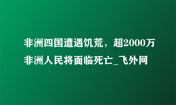 非洲四国遭遇饥荒，超2000万非洲人民将面临死亡_飞外网