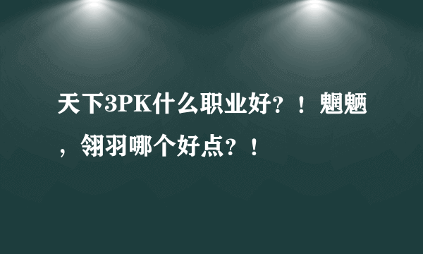 天下3PK什么职业好？！魍魉，翎羽哪个好点？！