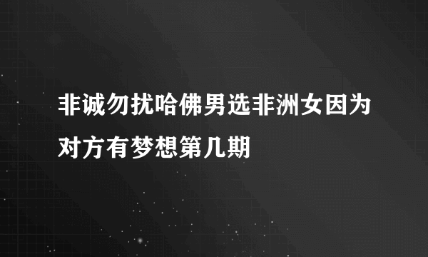 非诚勿扰哈佛男选非洲女因为对方有梦想第几期