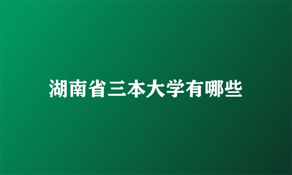 湖南省三本大学有哪些