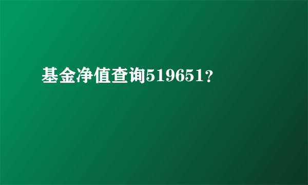 基金净值查询519651？