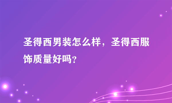 圣得西男装怎么样，圣得西服饰质量好吗？