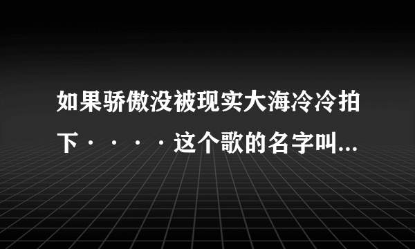 如果骄傲没被现实大海冷冷拍下····这个歌的名字叫什么。突然忘记了，回复我哦！！THANK YO