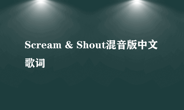 Scream & Shout混音版中文歌词