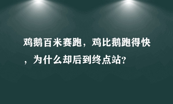 鸡鹅百米赛跑，鸡比鹅跑得快，为什么却后到终点站？