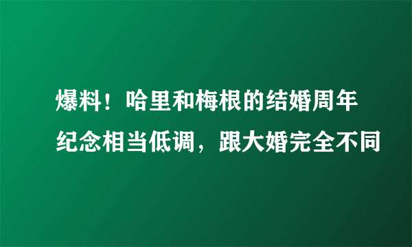 爆料！哈里和梅根的结婚周年纪念相当低调，跟大婚完全不同