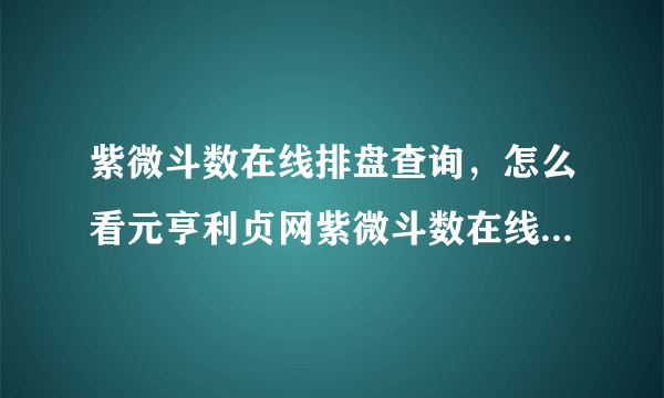 紫微斗数在线排盘查询，怎么看元亨利贞网紫微斗数在线排盘系统