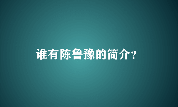 谁有陈鲁豫的简介？