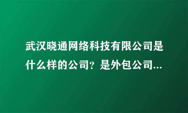 武汉晓通网络科技有限公司是什么样的公司？是外包公司吗？公司的薪水待遇怎么样？