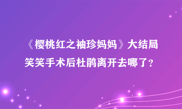 《樱桃红之袖珍妈妈》大结局笑笑手术后杜鹃离开去哪了？