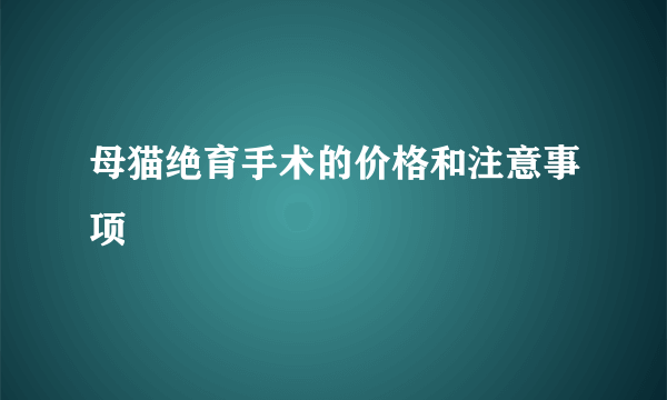 母猫绝育手术的价格和注意事项