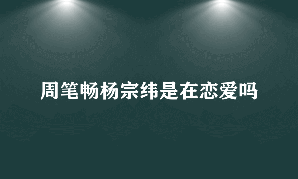 周笔畅杨宗纬是在恋爱吗