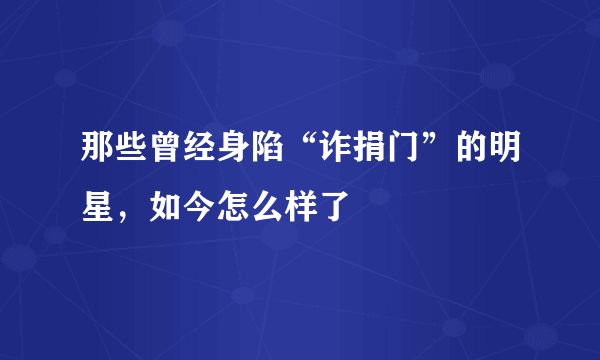 那些曾经身陷“诈捐门”的明星，如今怎么样了