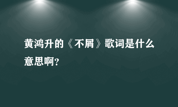 黄鸿升的《不屑》歌词是什么意思啊？