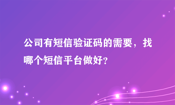 公司有短信验证码的需要，找哪个短信平台做好？